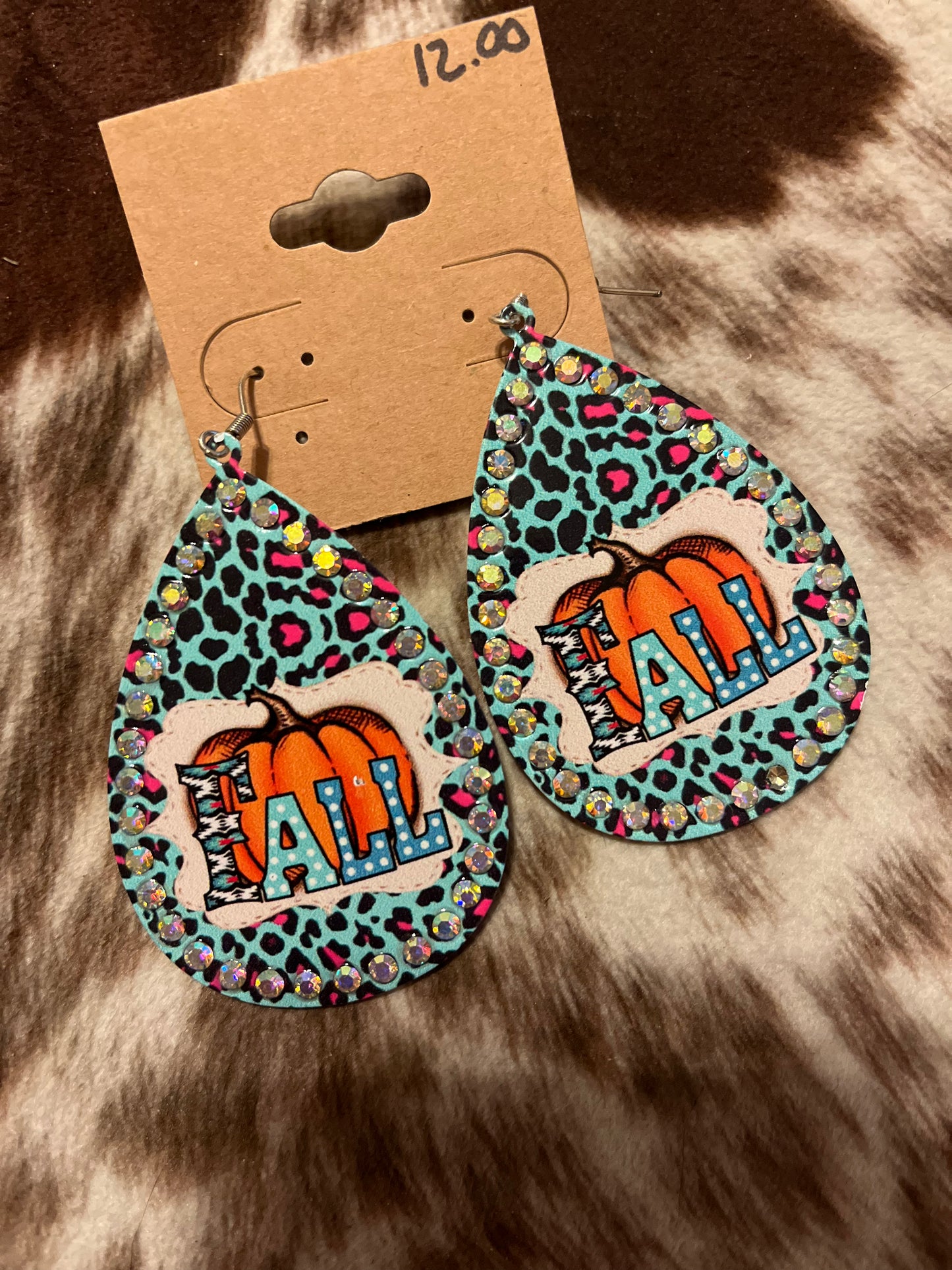 Fall turquoise leopard earrings